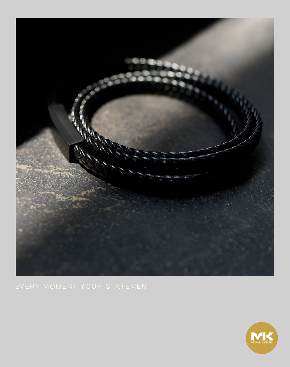 義大利牛皮多圈細編織手環