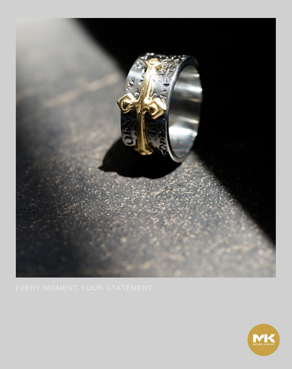 歌德式銀間十字戒指