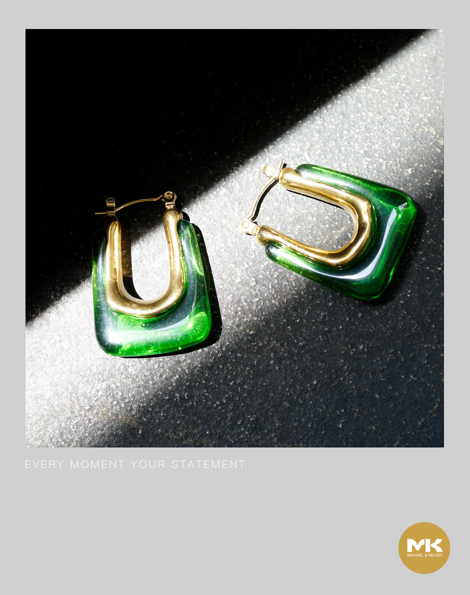 古橘綠復古水滴型耳環