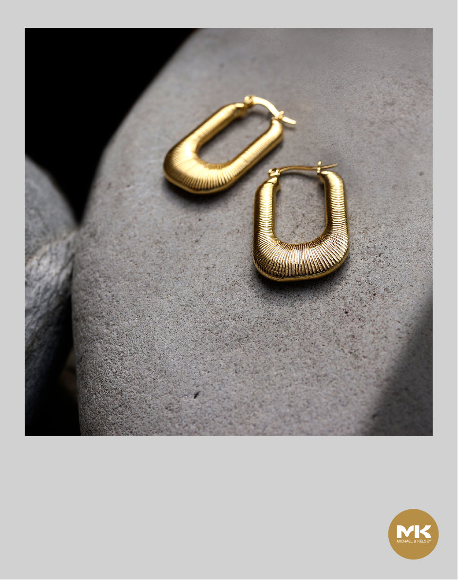 法式復古絲感長型耳環(金)