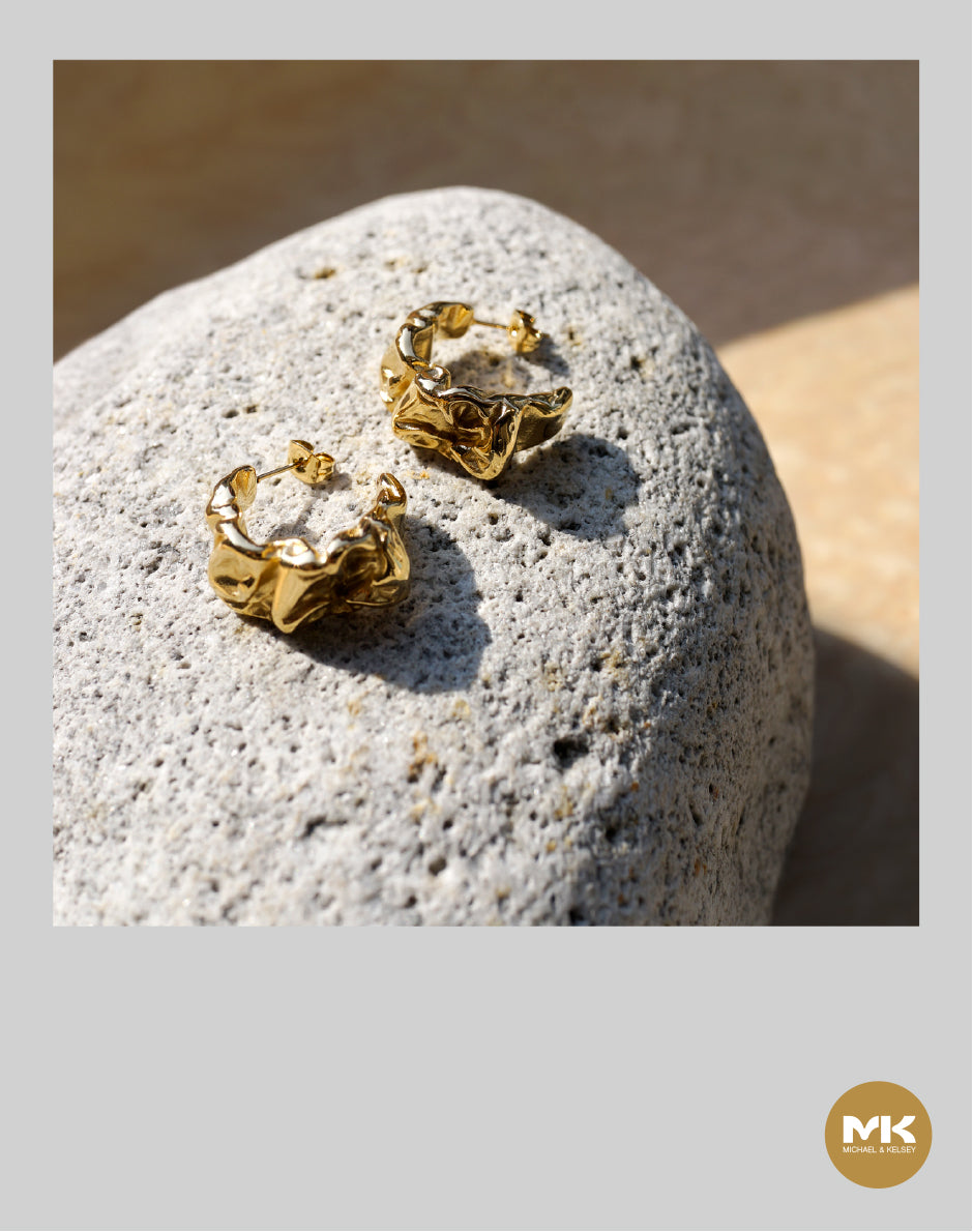 18K鍍金熔岩曲面耳環(金)