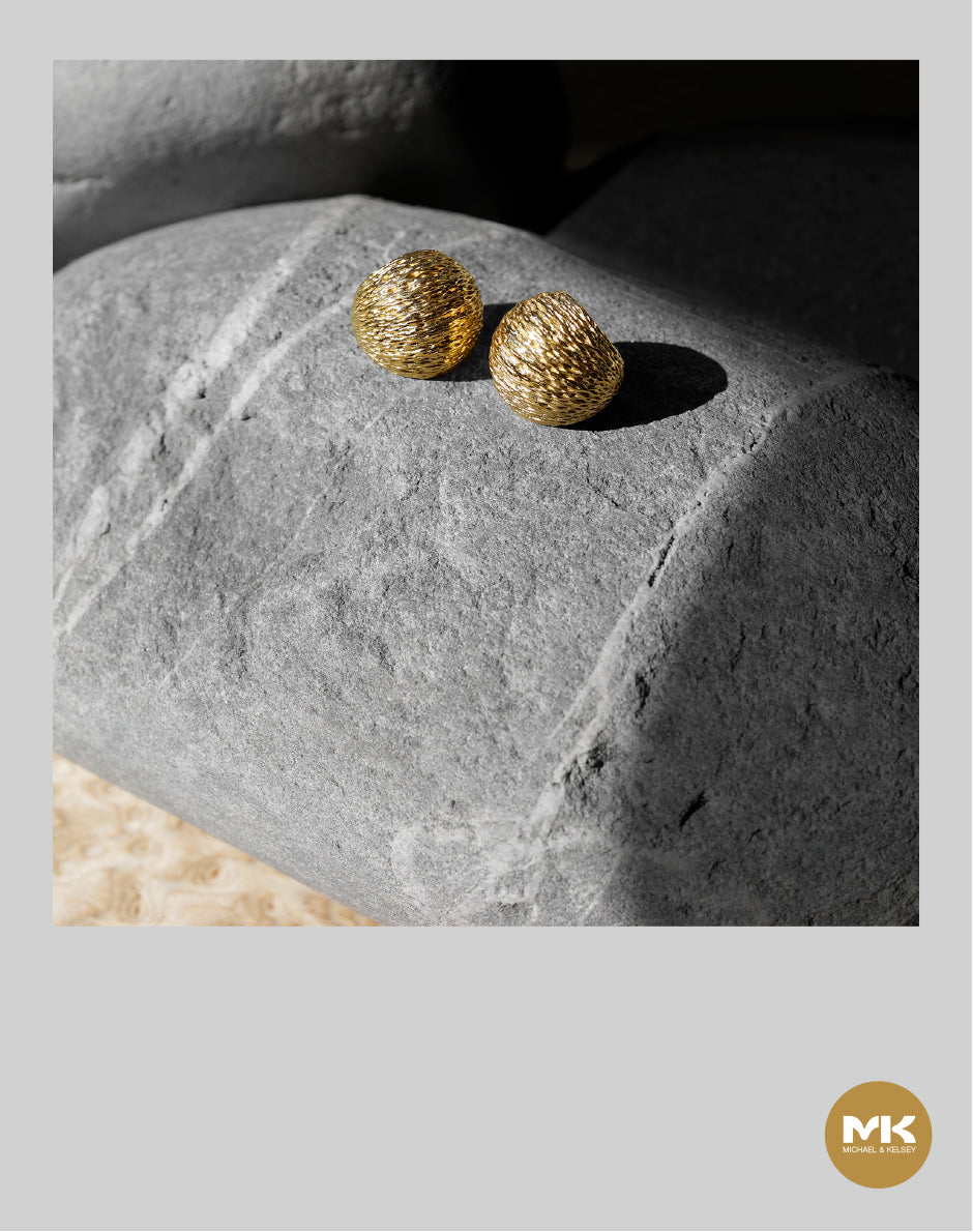 法式復古球絲耳環(金)