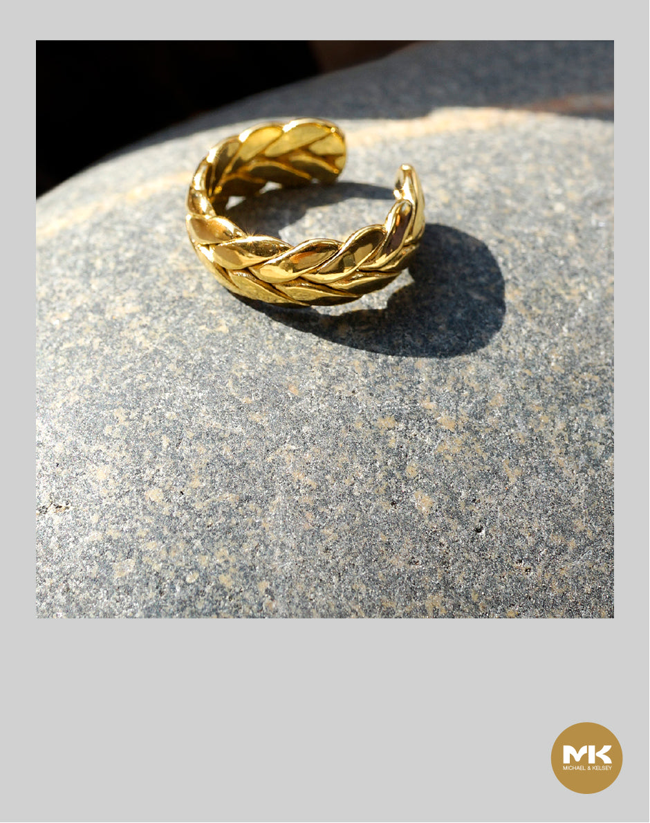 18K镀金麻花开口戒指(金)