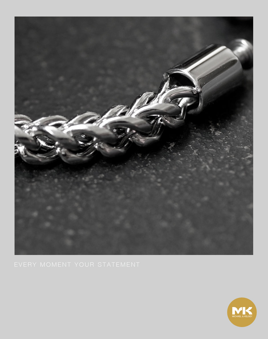 暗夜歌德|銀色立體編織手鏈