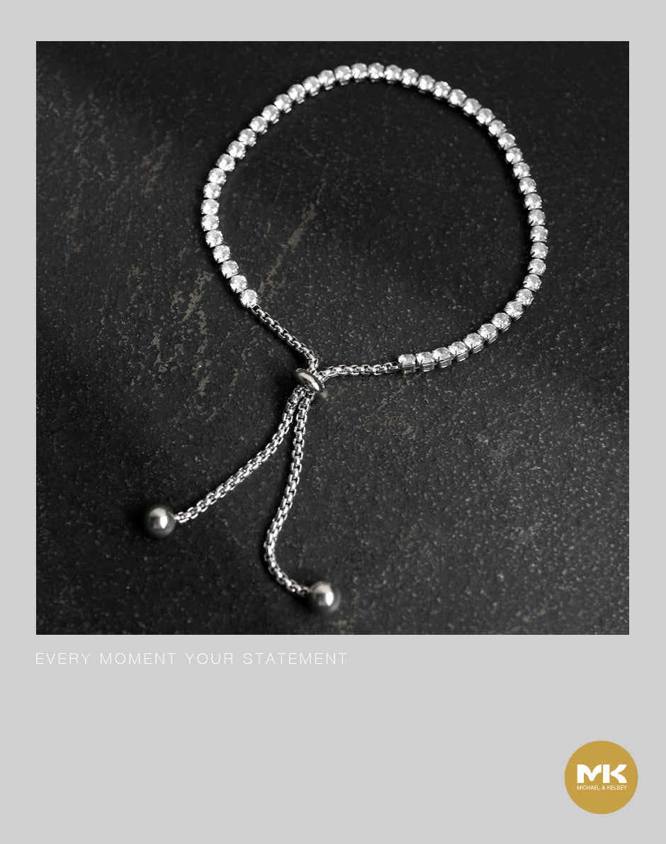 璀璨巴洛克|銀色立方體晶鑽鋯石手鍊