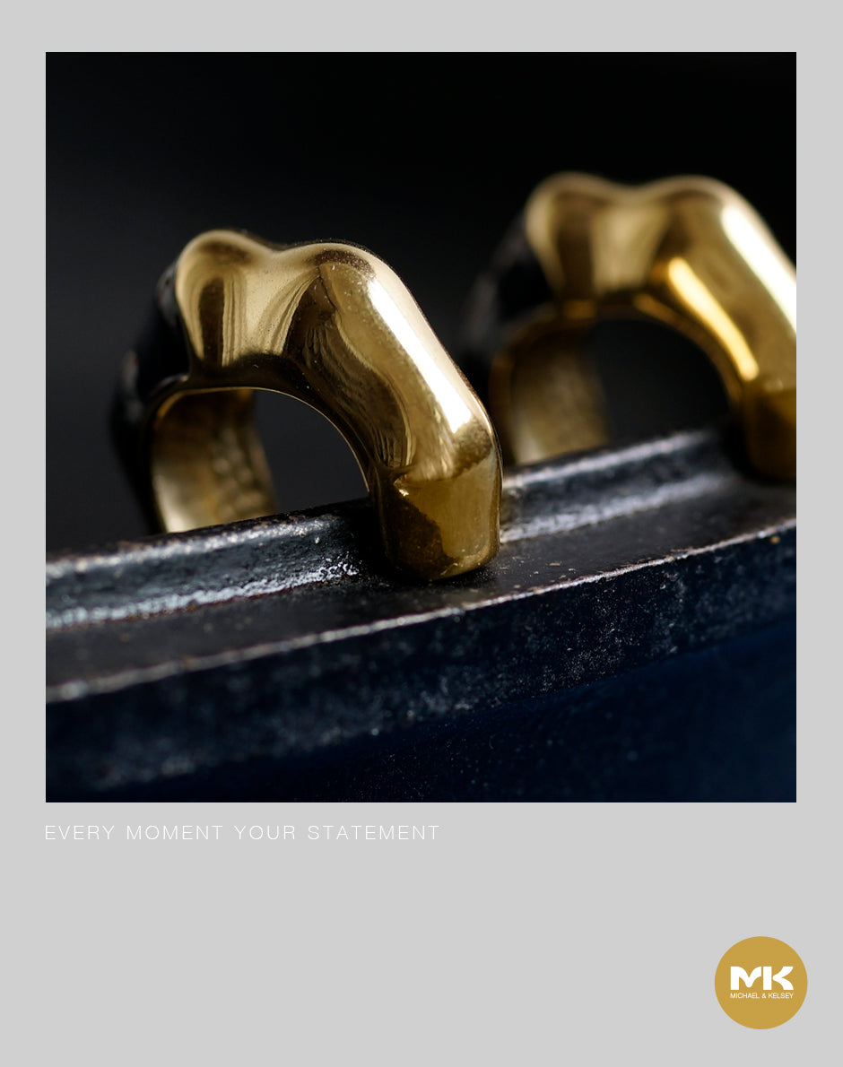 璀璨巴洛克|竹節環形雙色耳環