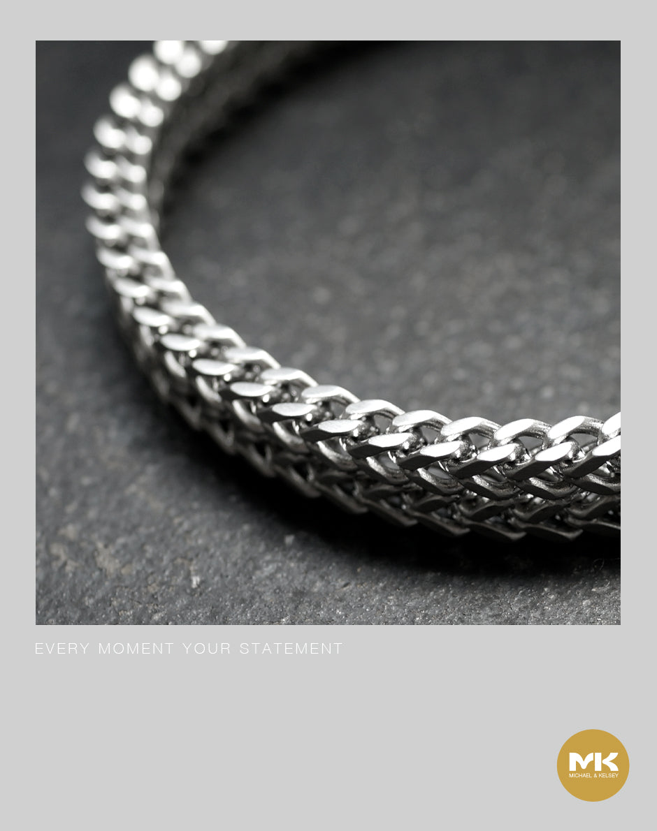 銀晶白鈦鋼手鍊