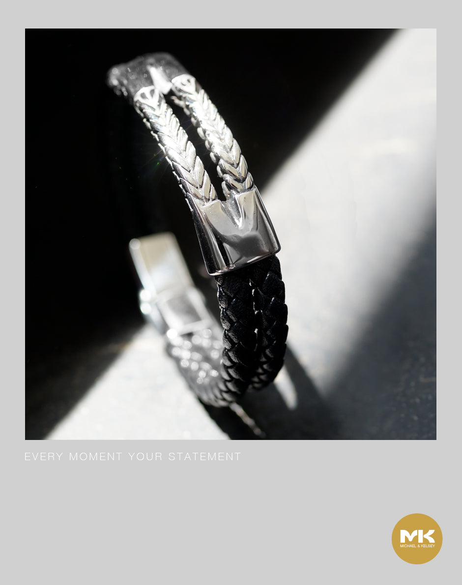 義大利牛皮編織雙繩手環