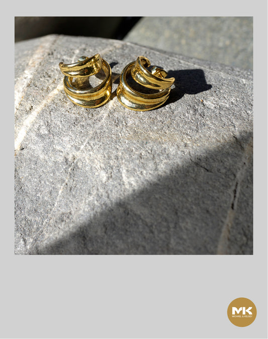 法式復古C型耳環（金）