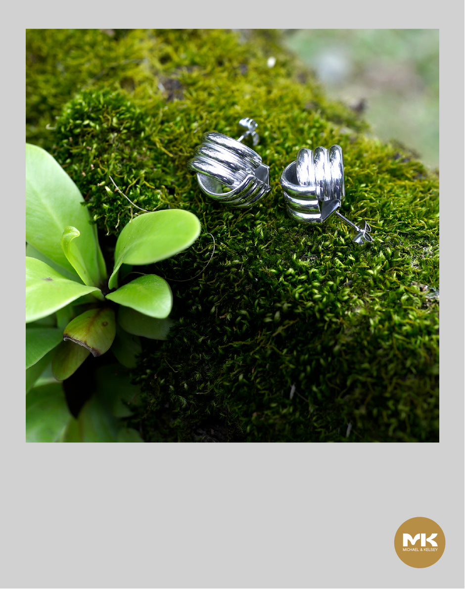 螺紋型耳環（銀）