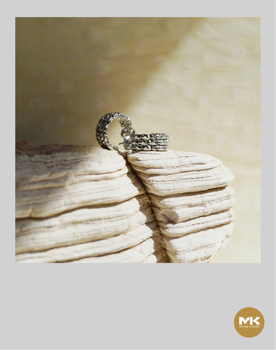 菱格鑽型耳環（銀）