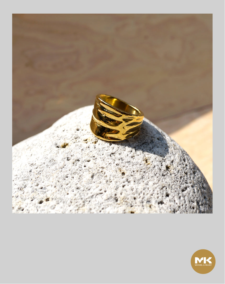 寬版波浪戒指（金）