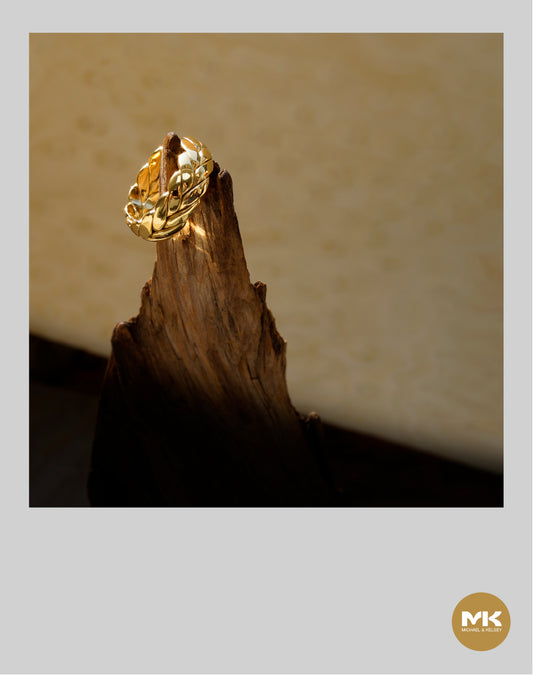 辮子花戒指（金）