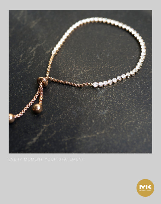 璀璨巴洛克｜玫瑰金立方體晶鑽鋯石手鍊