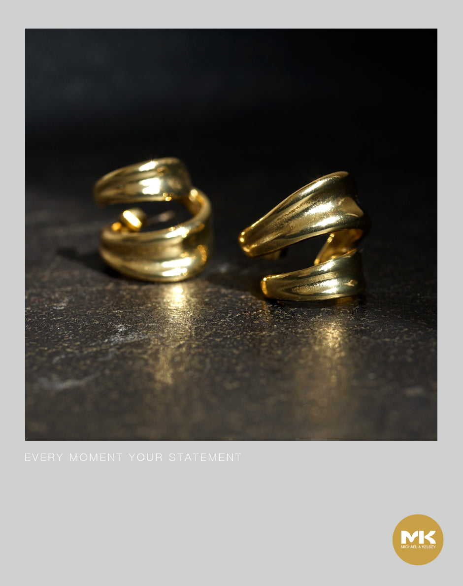 法式復古C型耳環（金）