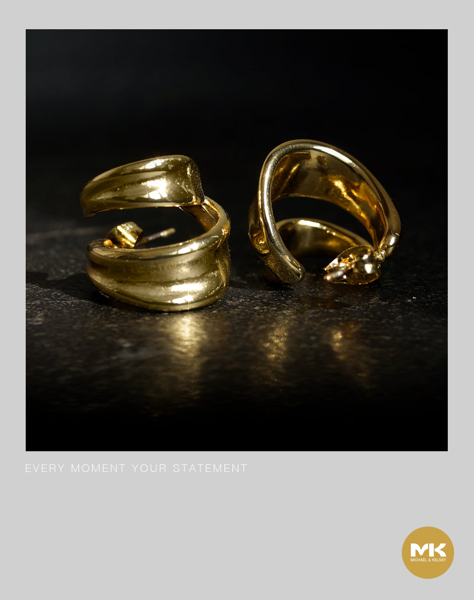 法式復古C型耳環（金）