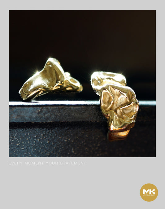 18K鍍金熔岩曲面耳環（金）