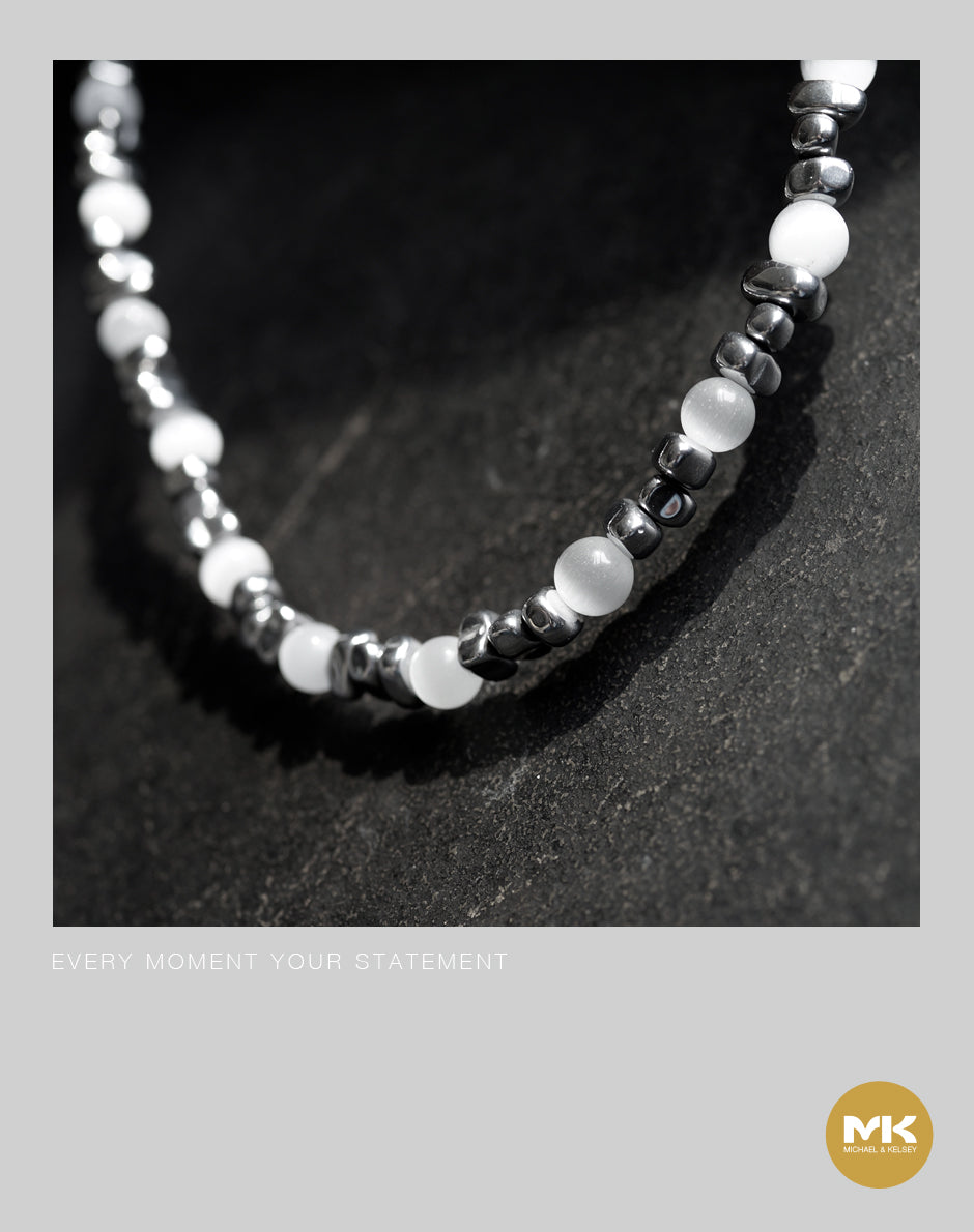 璀璨巴洛克｜銀白珍珠鈦鋼項鍊