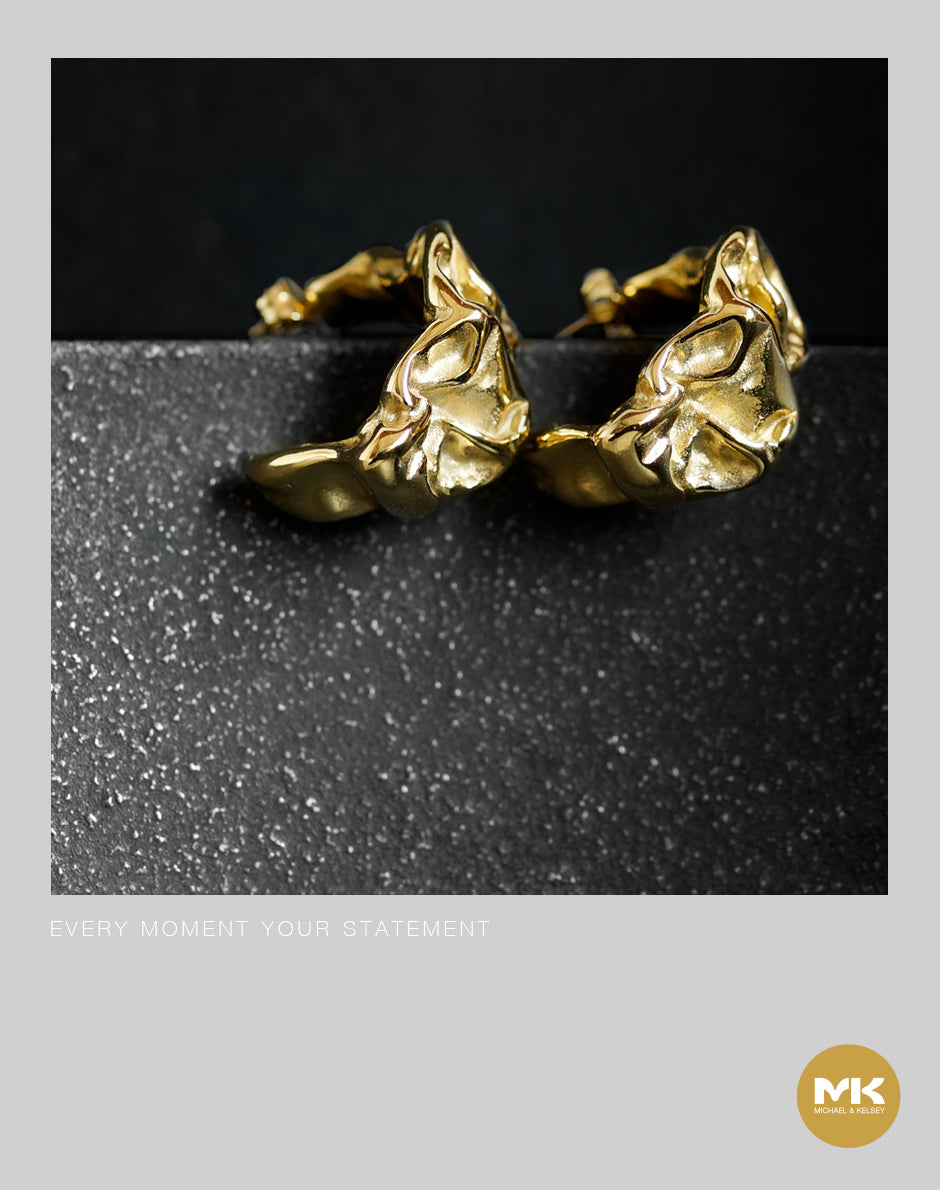 18K鍍金熔岩曲面耳環（金）