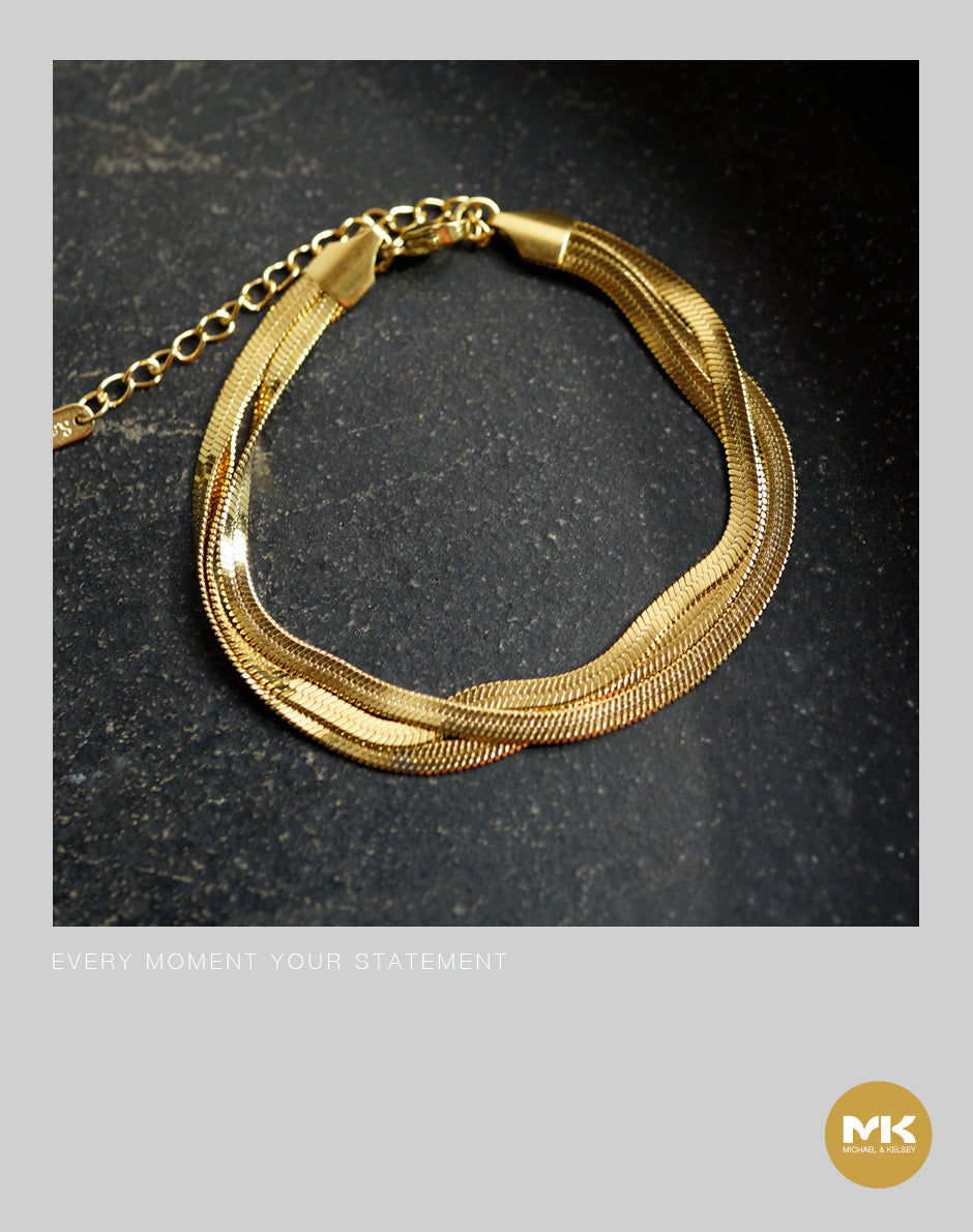 璀璨巴洛克｜三環疊片式金手環