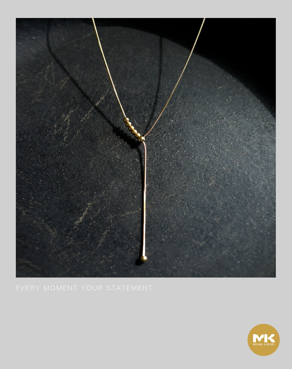 璀璨巴洛克｜金色水圓珠串吊墜項鍊