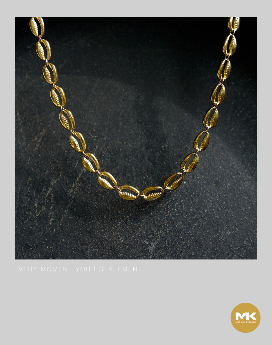 淬煉大地｜18K鍍金貝殼串珠型項鍊