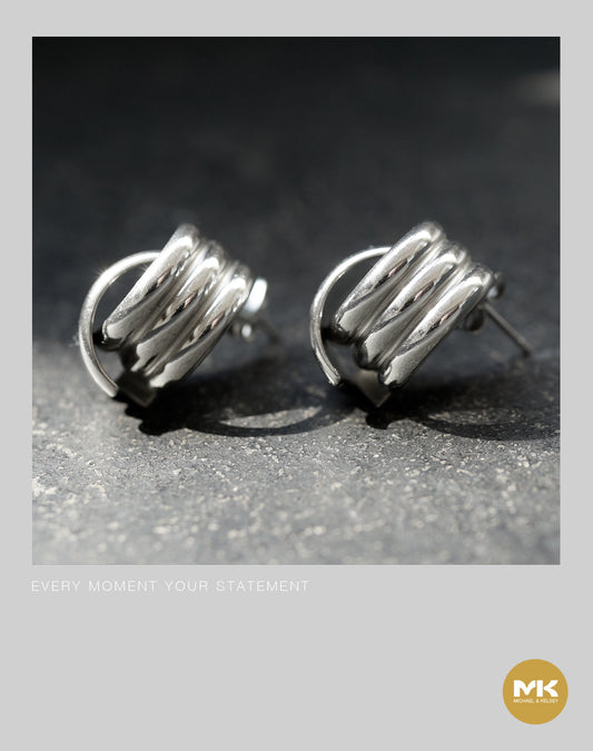 螺紋型耳環（銀）