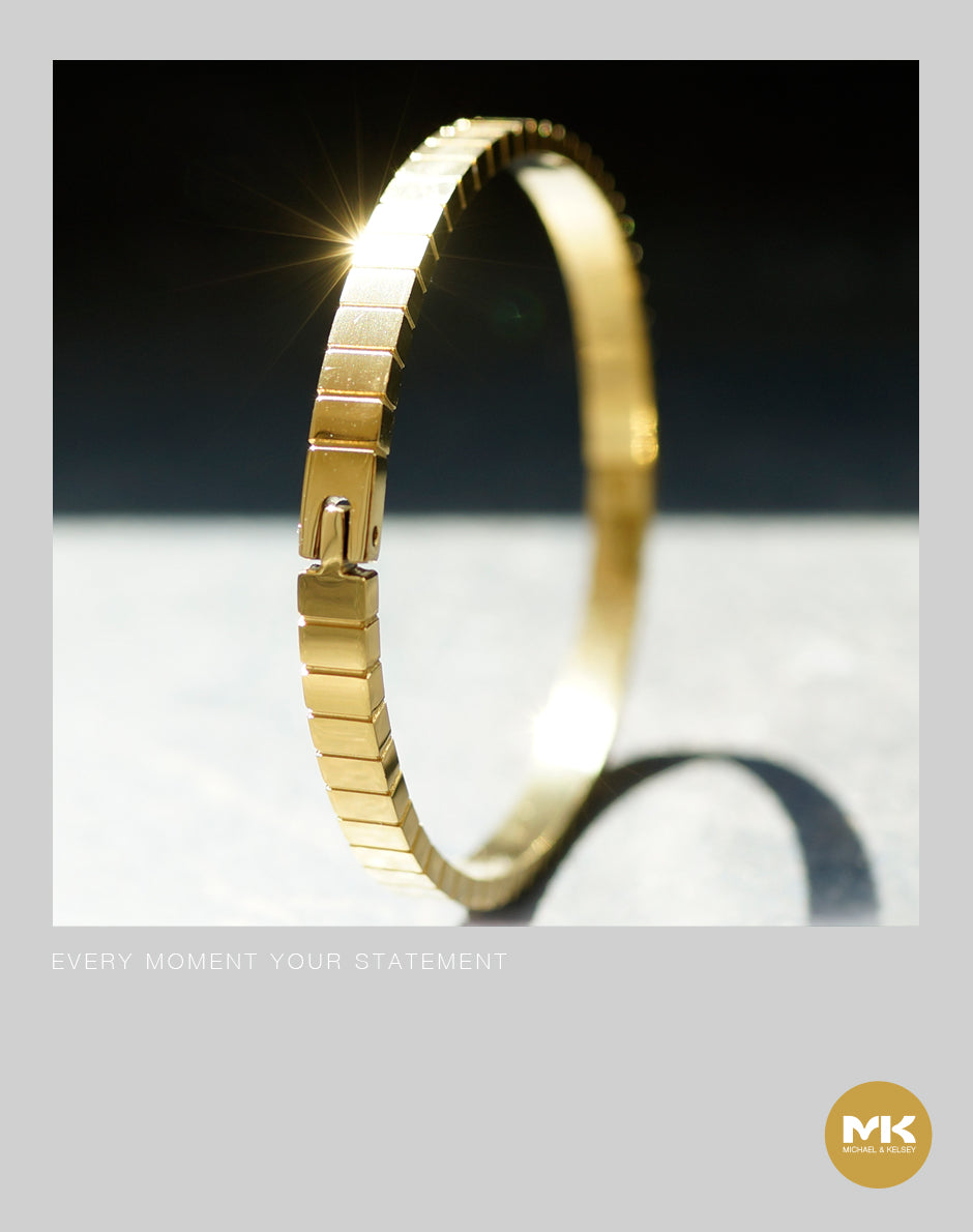 18K鍍金幾何方塊手環