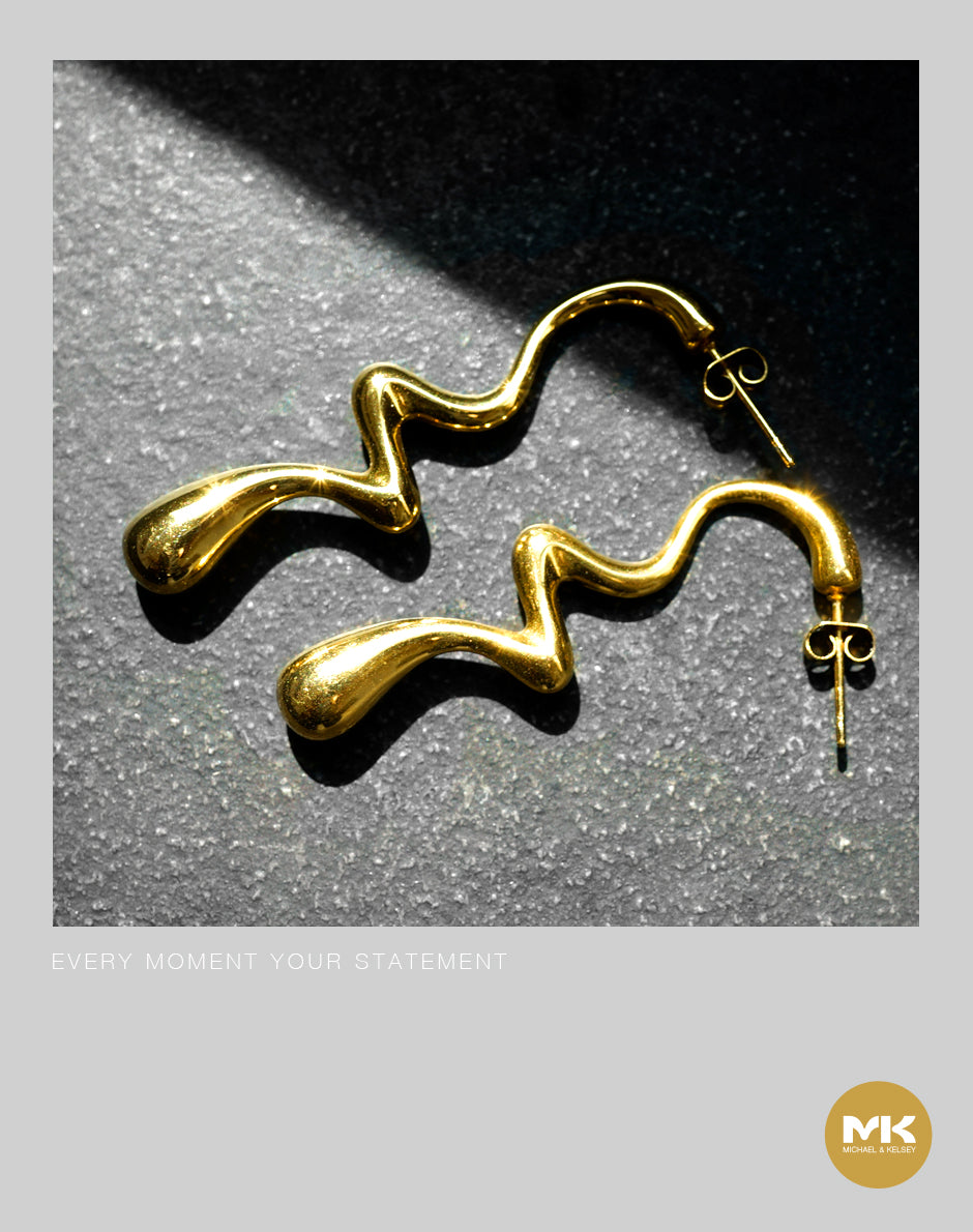 18K鍍金熔岩耳環（金）