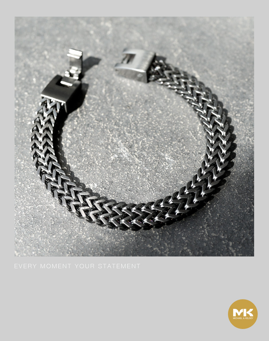 銀晶白鈦鋼手鍊