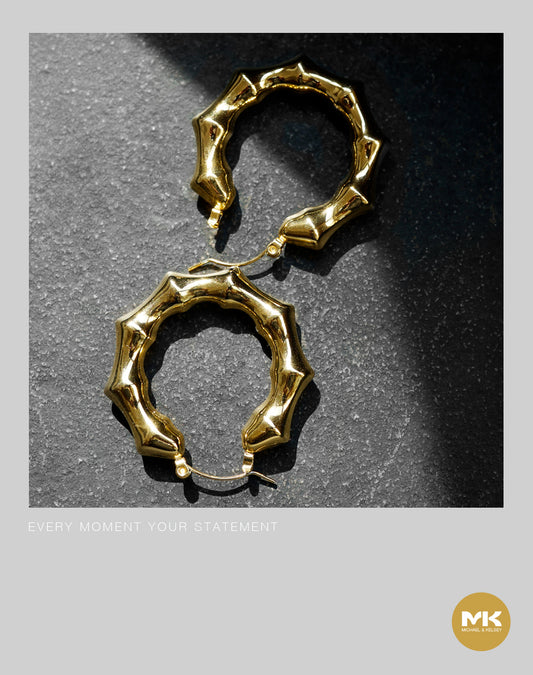 18K鍍金竹節耳環（金）