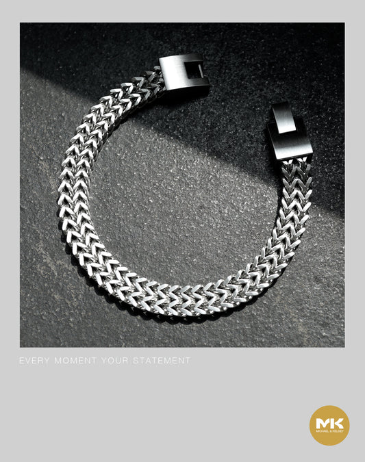 銀晶白鈦鋼手鍊