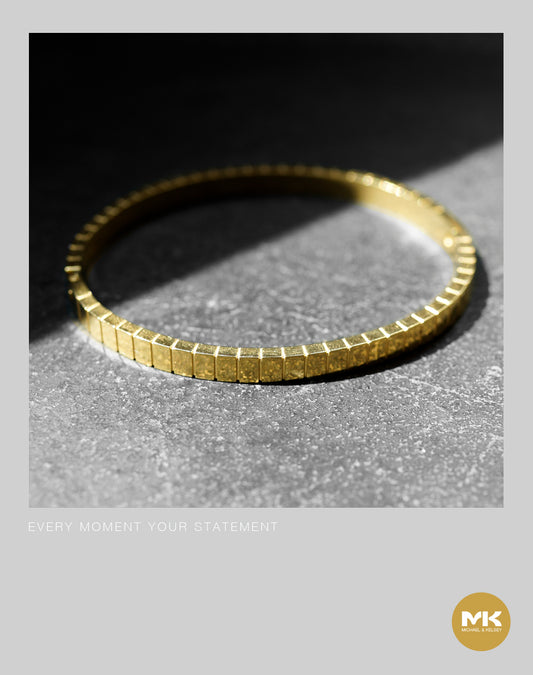 18K鍍金幾何方塊手環