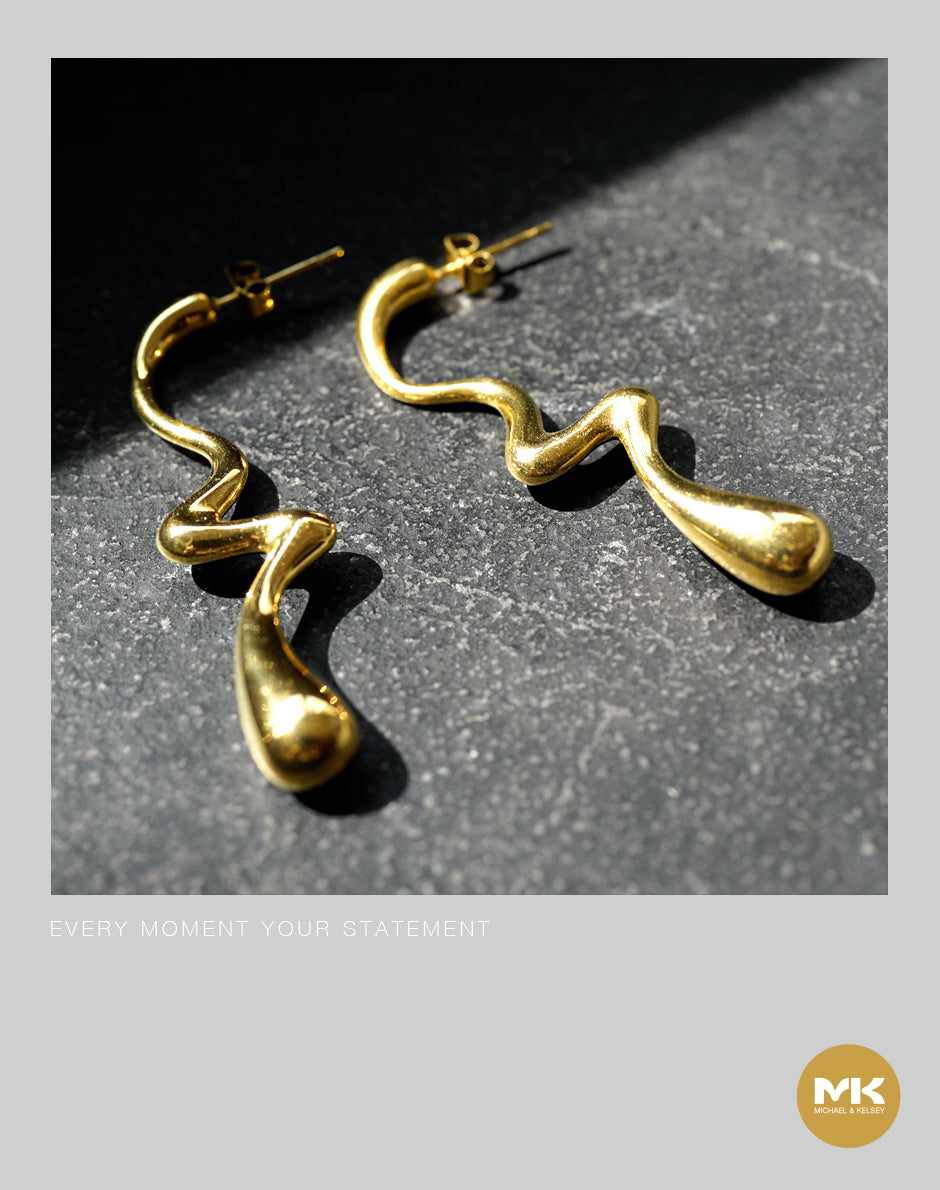 18K鍍金熔岩耳環（金）