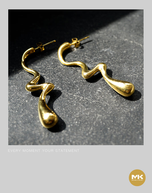 18K鍍金熔岩耳環（金）