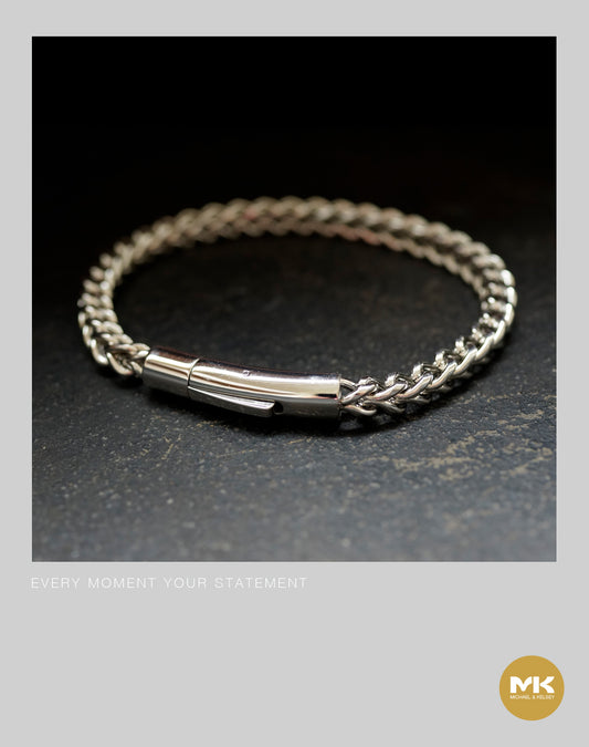 暗夜歌德｜銀色立體編織手鏈