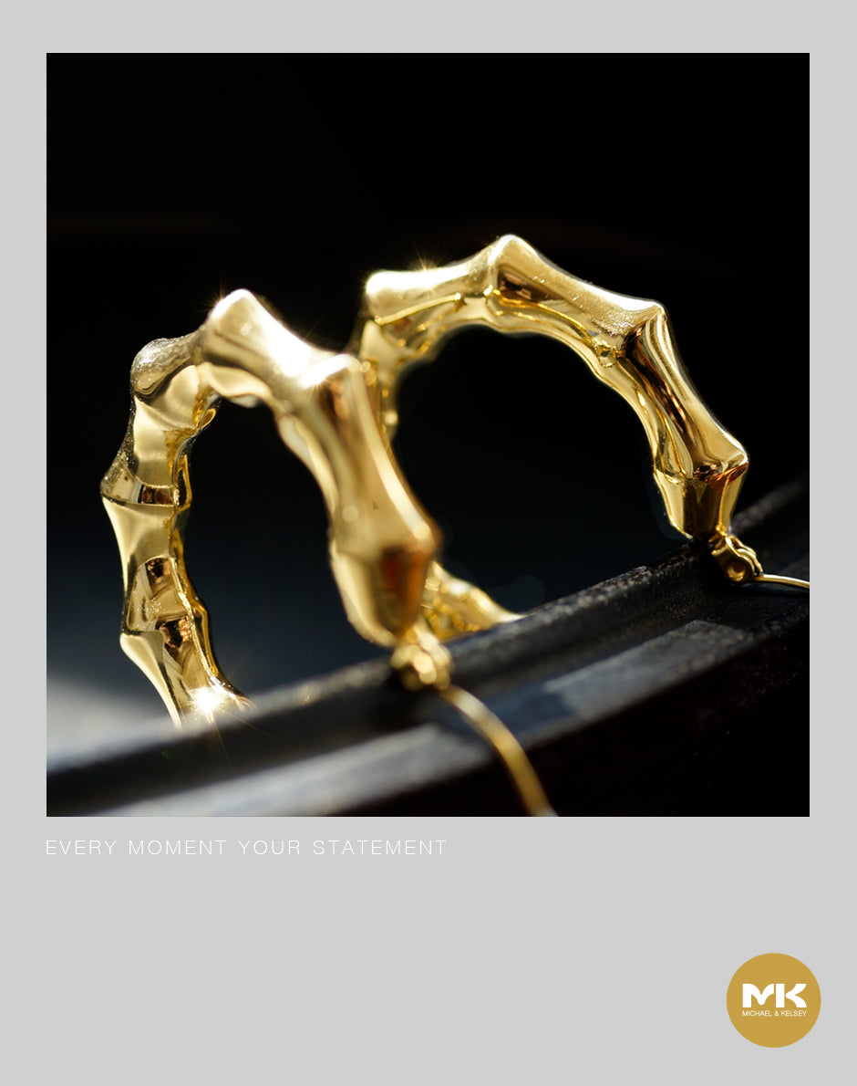 18K鍍金竹節耳環（金）