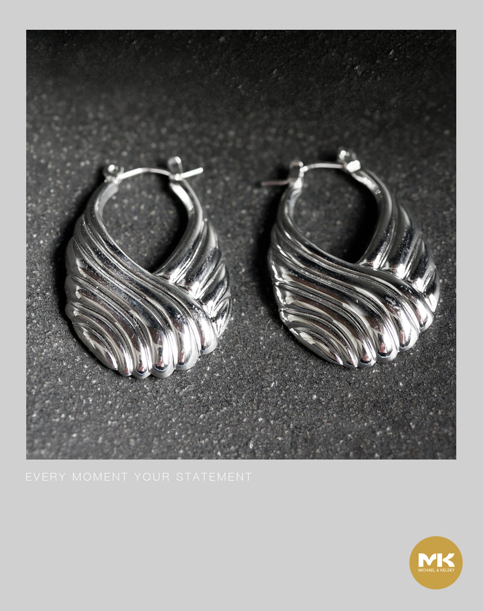 淬煉大地｜貝殼紋鈦晶銀耳環