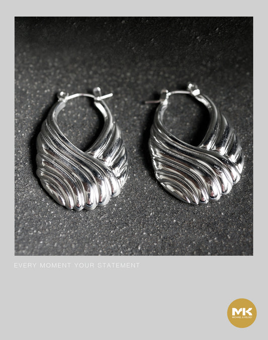 淬煉大地｜貝殼紋鈦晶銀耳環