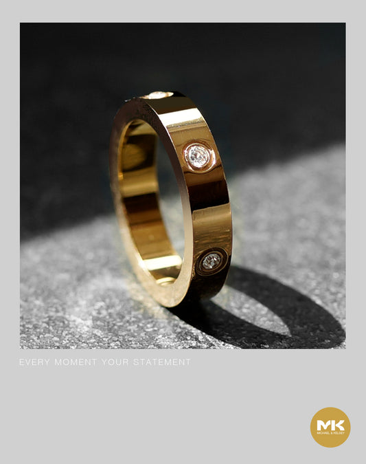 極簡輕奢鑲鑽戒指（玫瑰金）