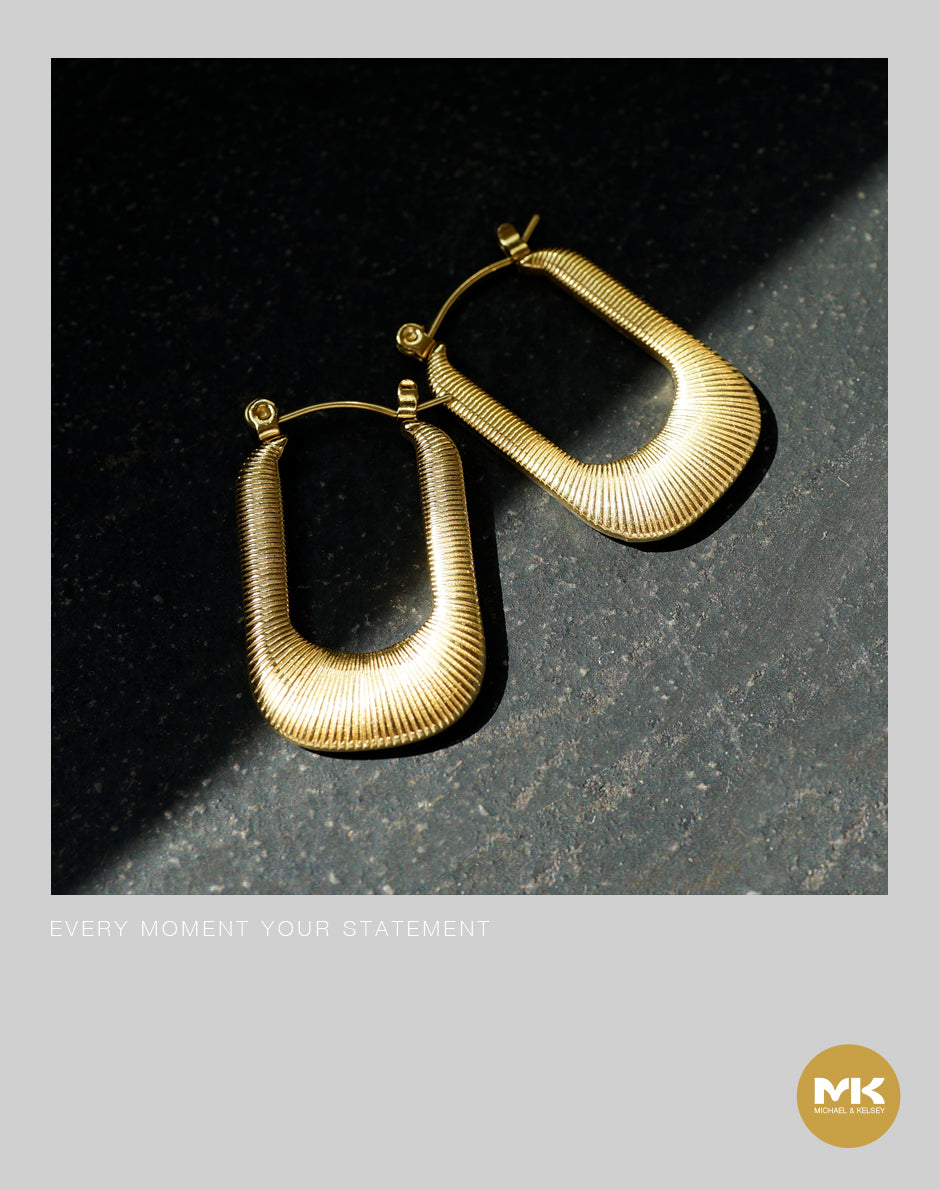 法式復古絲感長型耳環（金）