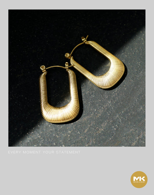 法式復古絲感長型耳環（金）