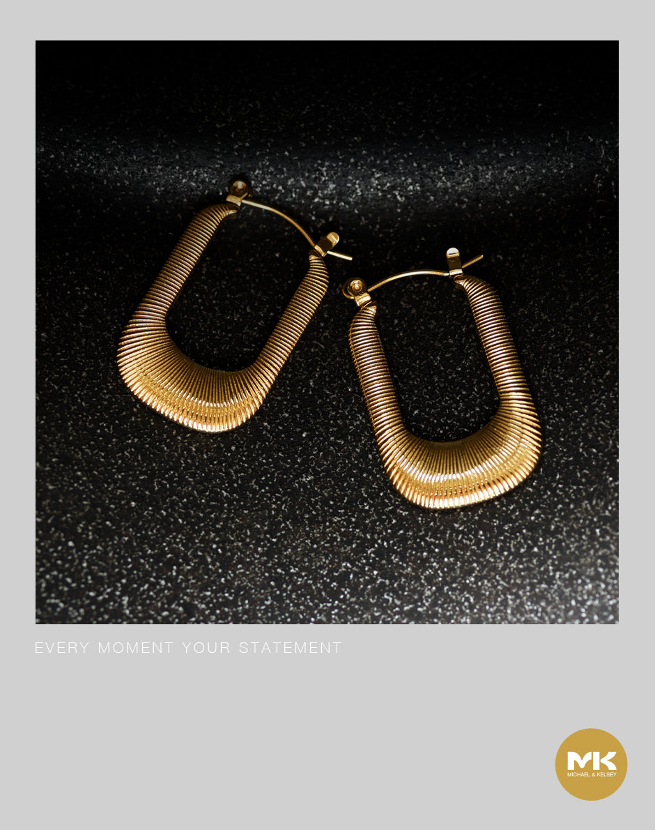 法式復古絲感長型耳環（金）