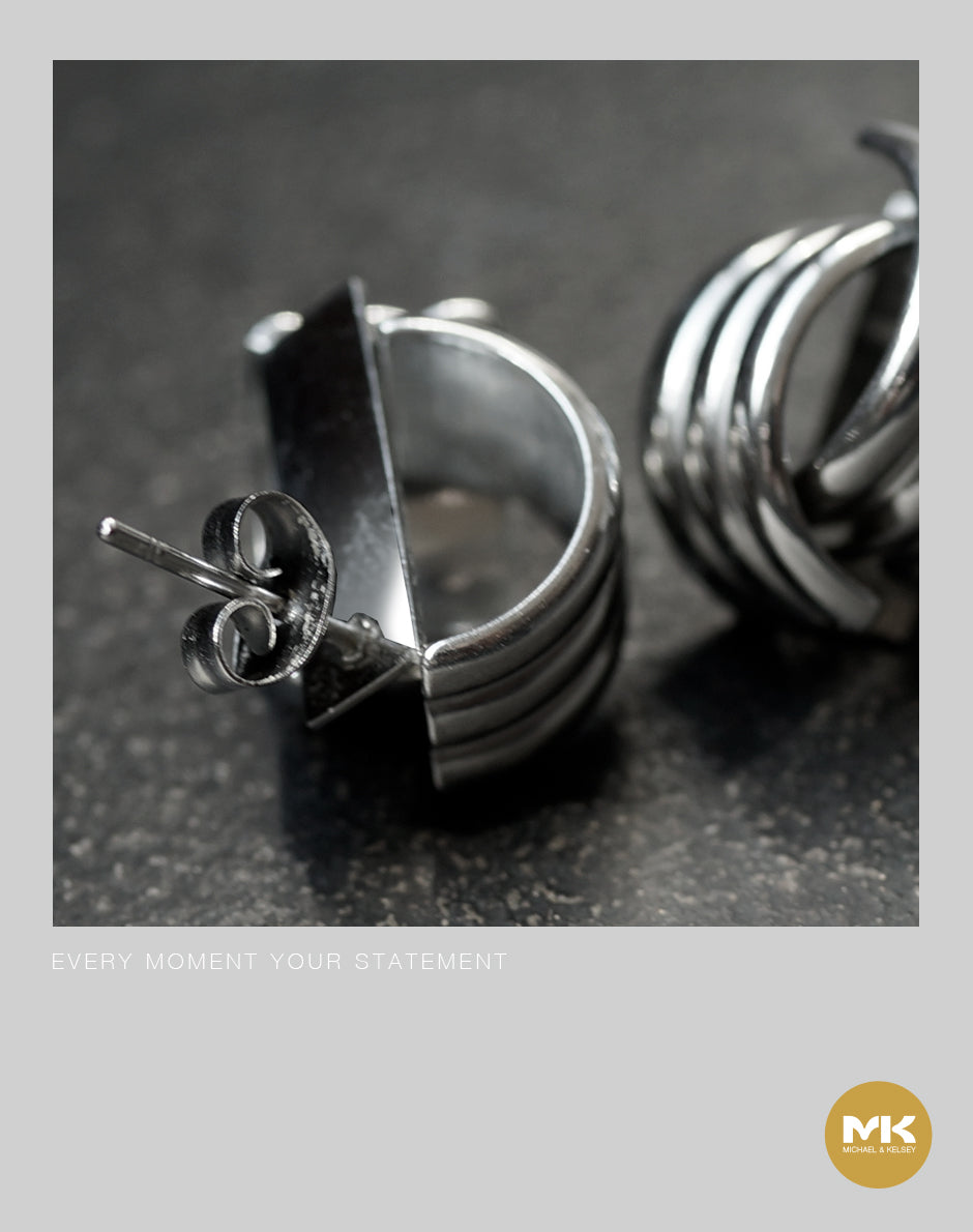 螺紋型耳環（銀）