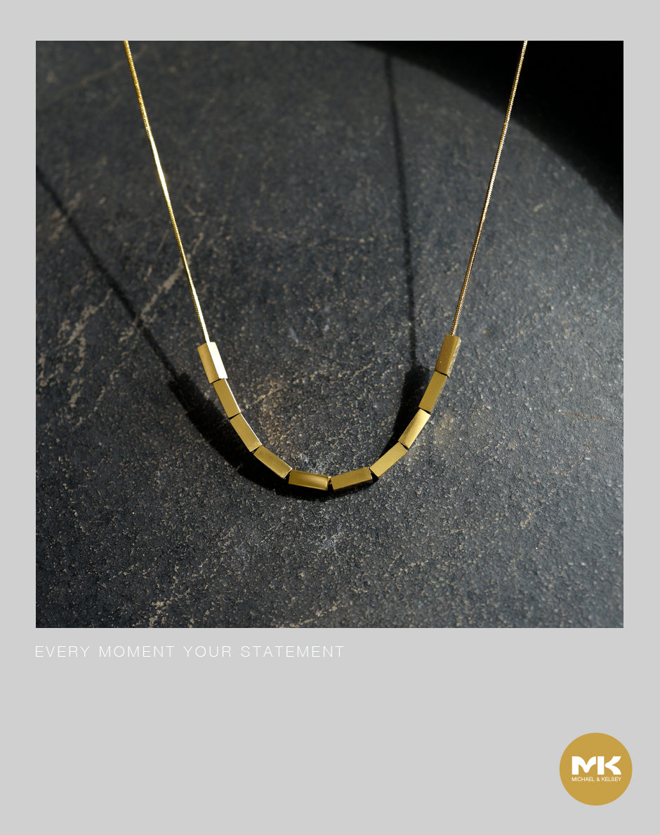 璀璨巴洛克｜18K鍍金長方塊項鍊（雙鍊）