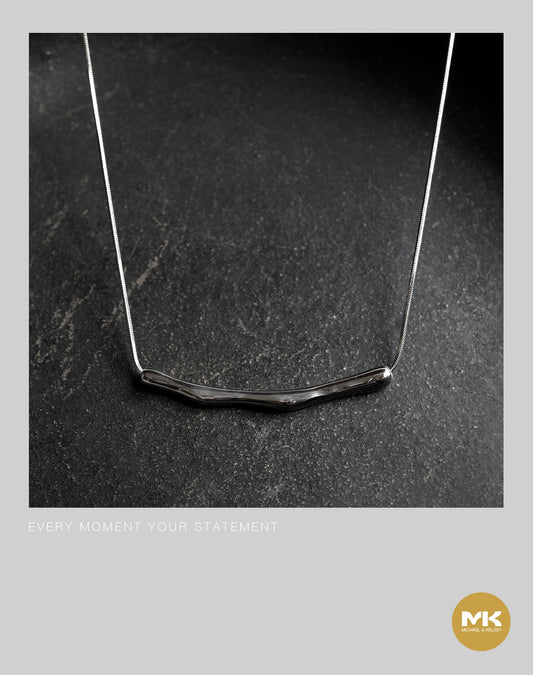 淬煉大地｜晶銀波浪型吊墜項鍊