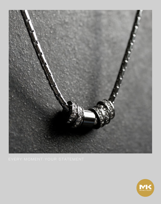 暗黑歌德｜圓環型鑲鋯石鈦鋼項鍊