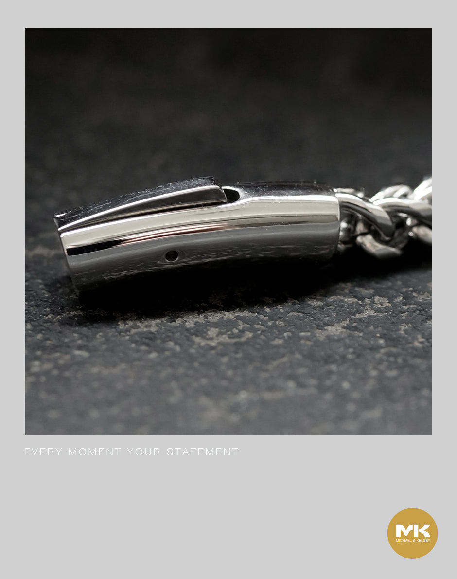 暗夜歌德｜銀色立體編織手鏈