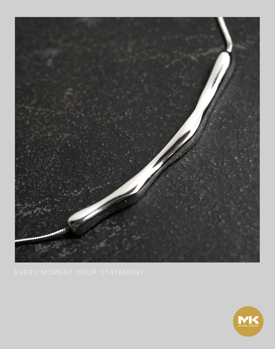 淬煉大地｜晶銀波浪型吊墜項鍊