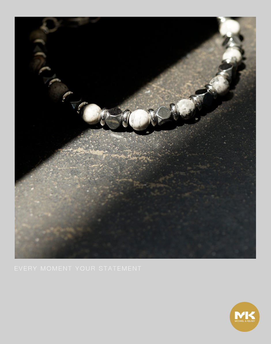 黑膽/青金天然石鈦鋼手鍊